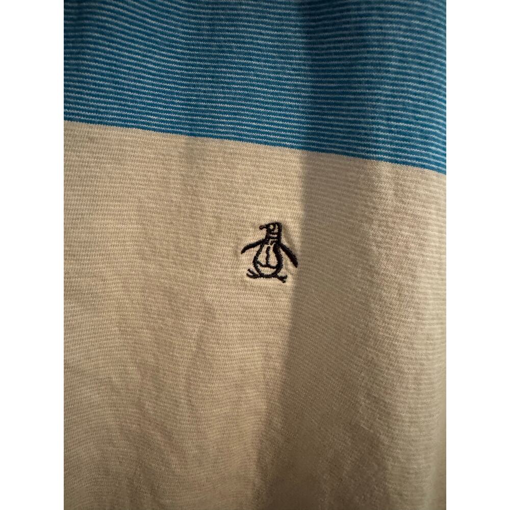 Original Penguin by Munsiingwear Heritage Slim Fit Chest Stripe Golf Polo Blue L - Picture 3 of 5